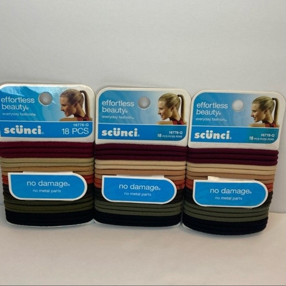 Scunci Hair Ties Ponytail Elastics No Metal Fall Warm Colors Red Tan